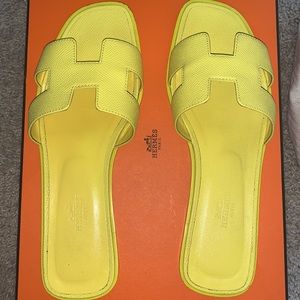 hermes yellow oran sandals